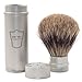 Parker Safety Razor 100% Pure Badger Full Size Travel Shave Brush - Brushed Aluminum