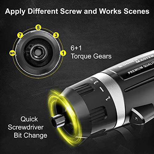 WONDER MASTER Cordless Screwdriver, 4.8V Electric Screwdriver