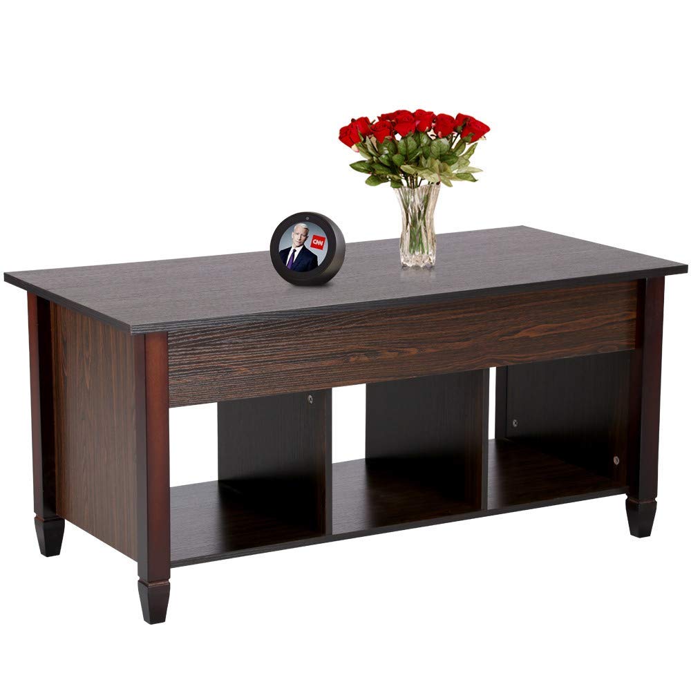 Yaheetech Living Room Slide Top Trunk Coffee Table with Storage Box & 2 Drawers Side Table Parlor Coffee, Espresso Finish