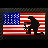 American Flag Soldier Kneeling Sticker Custom Vinyl USA Merica United States Marines Army Navy Airforce RED White Blue
