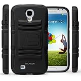 i-Blason Samsung Galaxy S4 Mini i9190 Prime Series Dual Layer Holster Case with Kickstand and Locking Belt Swivel Clip (Black)
