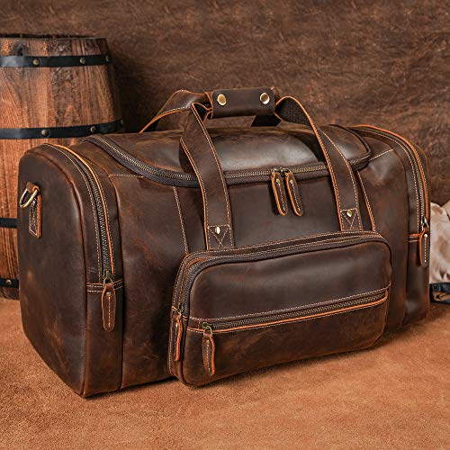 Polare 23" Full Grain Cowhide Leather Gym Duffle Weekender Overnight