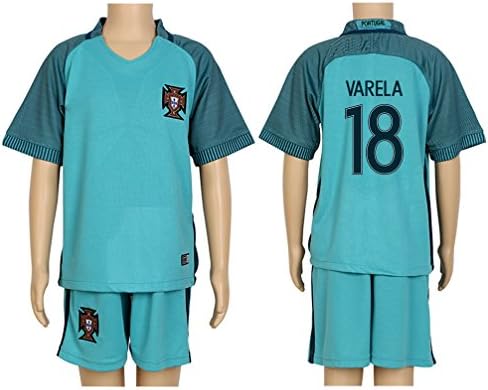 2016 UEFA Euro #18 Varela Green Away Kids Soccer Jersey & Short Kit Set