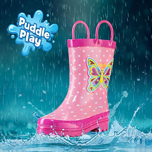 Girls Pink Butterfly Polka-Dot Rain Boots - Size 11 (Little kid) - Thumbnail 4