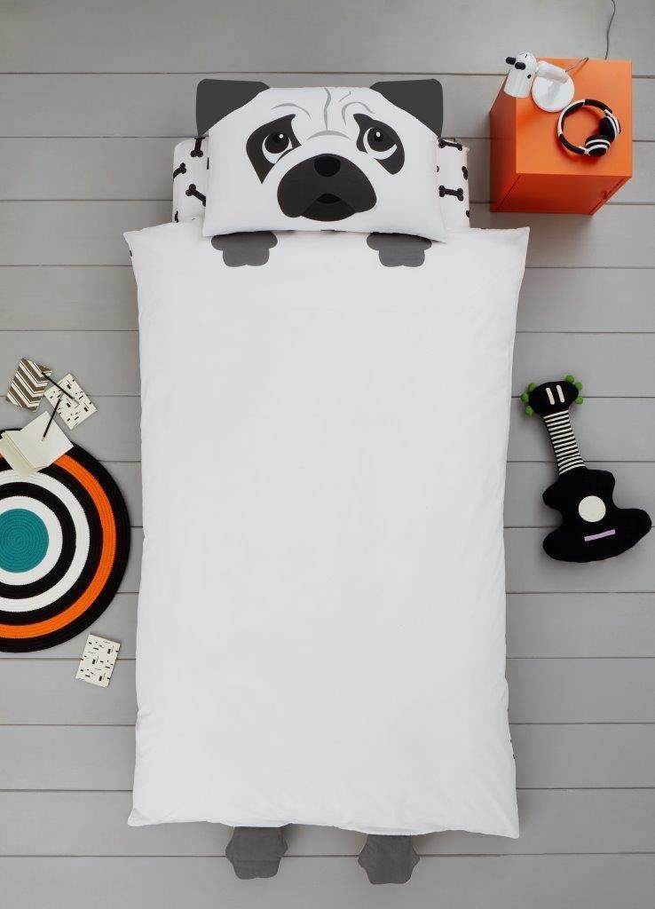 Bedding Home Dog Duvet Cover Single | Reversible Print Animal Bedding Single | Breathable Hypoallergenic Toddler Dogs Bedding (Dog Shaped)