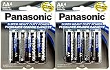 Panasonic 5741 8PC AA Batteries Super Heavy Duty Power Carbon Zinc Double A Battery 1.5V, Black (Pack of 8)