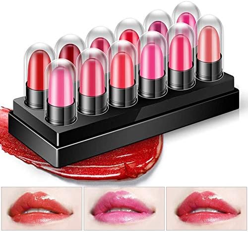 lurdausXD 12pcs/Set of Lipstick Long-Lasting Mini Lipstick Black Tube Lipstick moisturizing, Suitable for Home use and Carrying