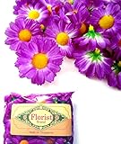 (100) Silk Violet Gerbera Daisy Flower Heads , Gerber Daisies - 1.75