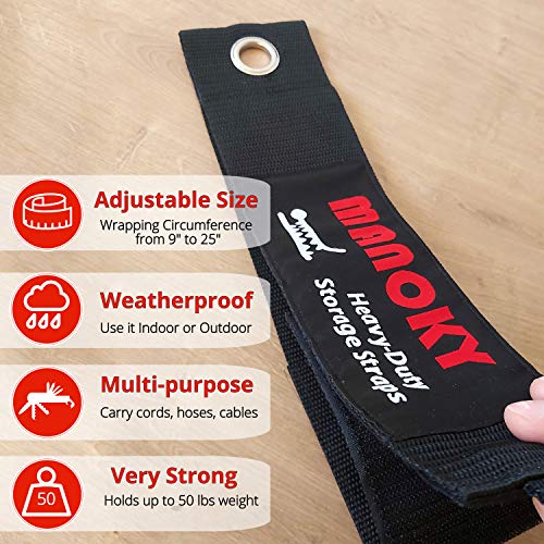MANOKY HeavyDuty Storage Straps 26" (4 Pack) Hook and Loop Carrying