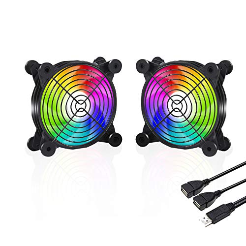 Uphere U16 Usb Fan Dual Ball Bearings Rainbow Led Silent 1mm Fan For Computer Cases Computer Cabinet Playstation Xbox Cooling Pricepulse
