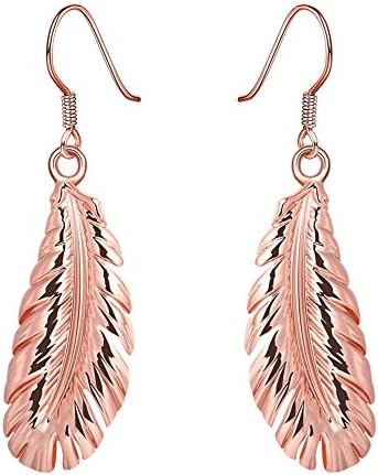 BaoyuXuan Women Noble Personality Feather Lady Earrings PE1026-B Rose Gold