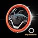 New Diamond Leather Steering Wheel Cover with Bling Bling Crystal Rhinestones, Universal Fit 15 Inch Car Wheel Protector for Women Girls Orange