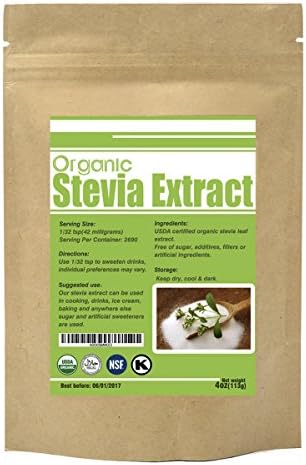 Organic Stevia Extract Powder Natural Sweetener Sugar Substitute (4 oz)