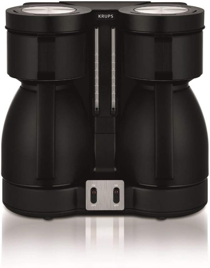 Krups Duothek Thermo Filterkaffeemaschine KT8501 | zwei separate Isolierkannen | Sehr gute Isolierleistung | 2 x 850 W | 2 x 8 Tassen | Schwarz