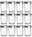 North Mountain Supply 8 Ounce Glass Regular Mouth Tapered Mason Canning Jars - With Silver Safety Button Lids - Case of 12