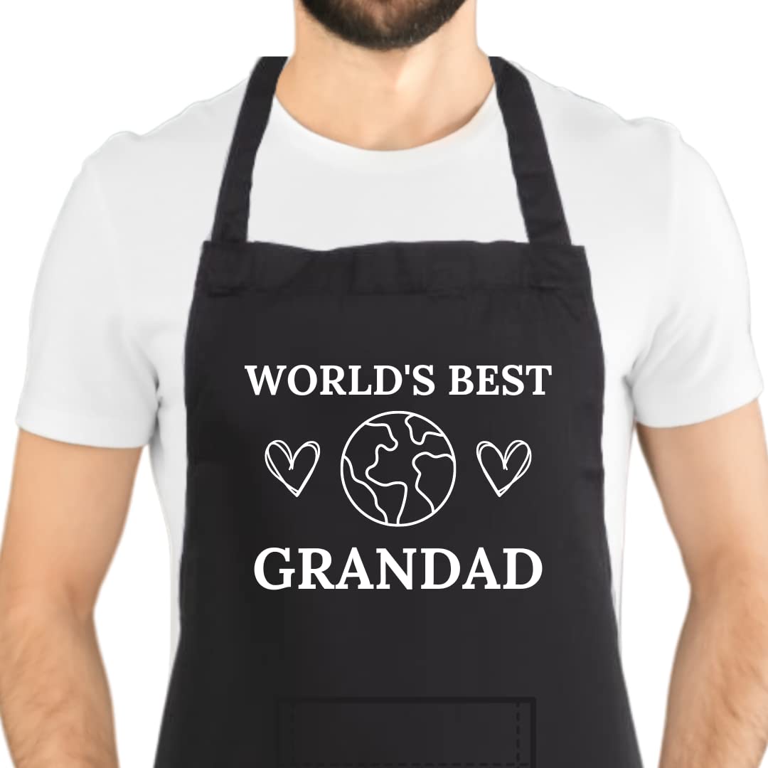 Second Ave Men's World's Best Grandad Black Apron BBQ Grill Cooking Kitchen Apron