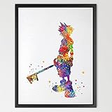 Dignovel Studios 8X10 Kingdom Hearts Sora Watercolor Art Print Wall Art Hanging Home Decor Boys Girls Room Art Motivational Inspirational Print playroom decor N025