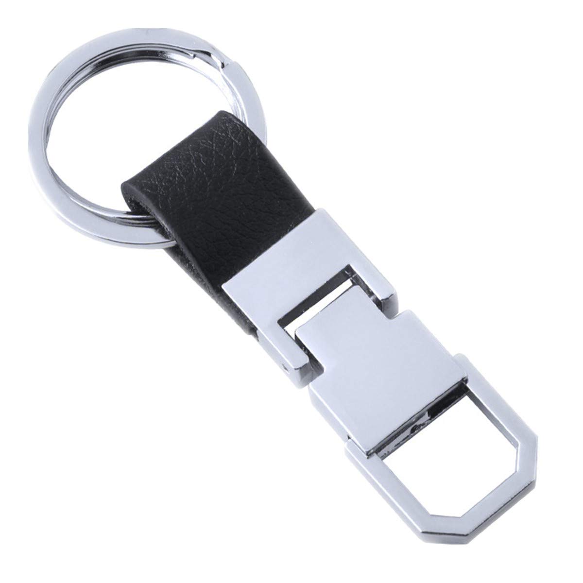 ODETOJOY Pu Leather Heavy Duty Car Key Ring For Men Acierage Keychain With Double Detachable Rings