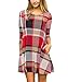 Yobecho Womens Plaid Swing Tunic Dress Casual Loose Long Sleeve T-shirt Dress with Pockets