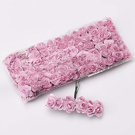 Amazon 144ピース1 5cmブーケローズ造花のための結婚の装飾のための手の手をスクラップブッキング小さな花の花束 Color ピンク Size 12pcs 造花 オンライン通販
