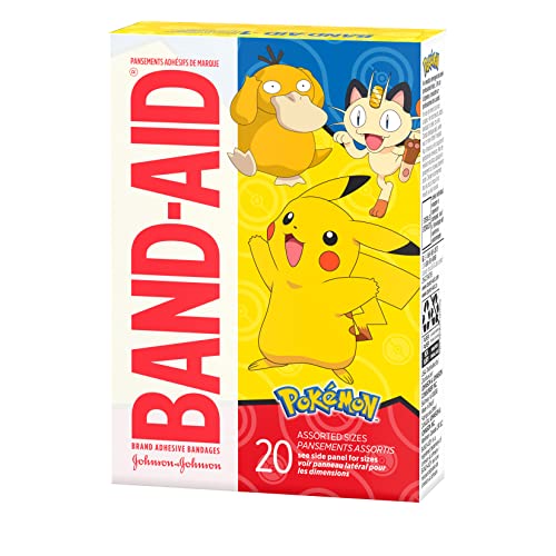 BAND-AID BRAND ADHESIVE BANDAGES FOR MINOR CUTS & SCRAPES, WOUND CARE FEATURING POKÉMON CHARACTERS FOR KIDS, ASSORTED SIZES 20 CT