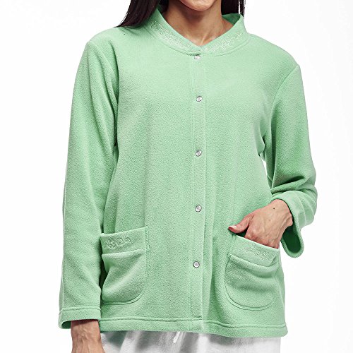 La Cera Womens Plus Size Snap Front Fleece Bed Jacket Desertcart