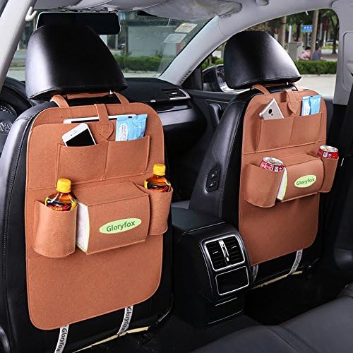 Gloryfox Car Seat Back Organizer, Multi-Pocket Travel Storage Bag for Happy Travelling, Brown