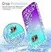 LeYi Compatible with Galaxy S6 Case with 2 Tempered Glass Screen Protector for Girls Women, Glitter Sparkle Diamond Quicksand Phone Case for Samsung Galaxy S6, Teal/Purple