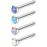 Ruifan 18G 1.5mm 2mm 2.5mm 3mm Jeweled Opal Nose Bone Studs Rings Pin Piercing Jewelry 4-20PCS