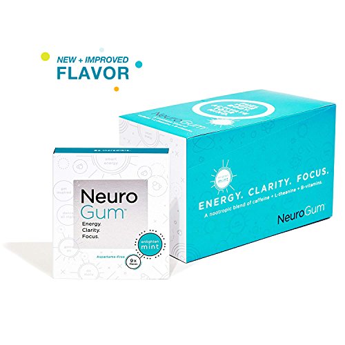 NeuroGum Nootropic Energy Gum | Caffeine + L-theanine + B Vitamins | Sugar Free + Gluten Free + Non GMO + Vegan | Enlighten Mint Flavor (108 Count)