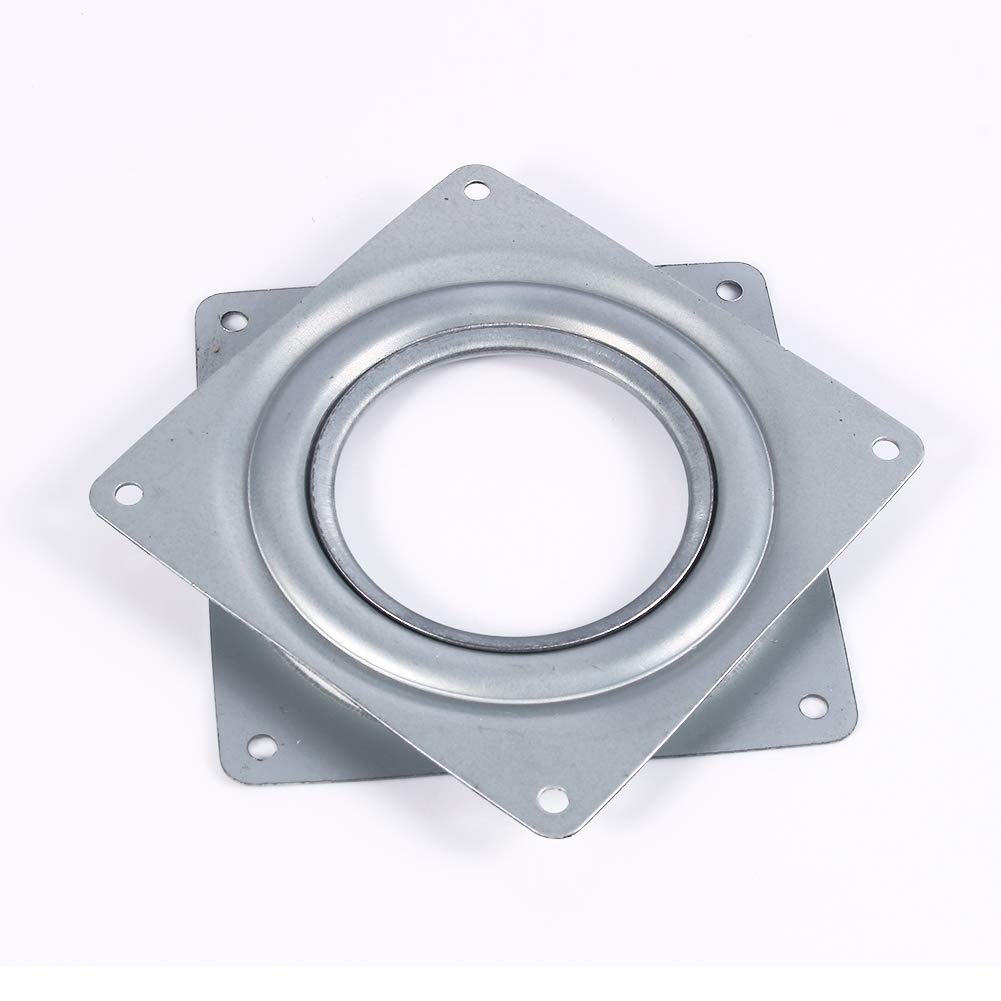 360 Degree Rotating Swivel Plate Base, 10cm Square Lazy Susan Turntable Bearing, Galvanised Steel, Zinc Plated, for TV Desk Bar Stools Chairs Kitchen Furniture