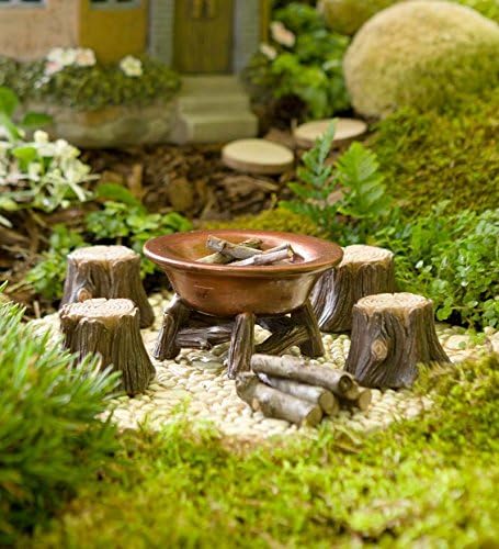Amazon Com Plow Hearth Miniature Fairy Garden Fire Pit And