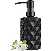 Glass Soap Dispenser with Plastic Pump, 330ml/11oz. Liquid Hand Soap Dispenser for Bathroom and Kitchen, Hand-Pump Dispenser for Dishwashing Liquid, Lotion, Soap, Essential Oil (Matte Black)