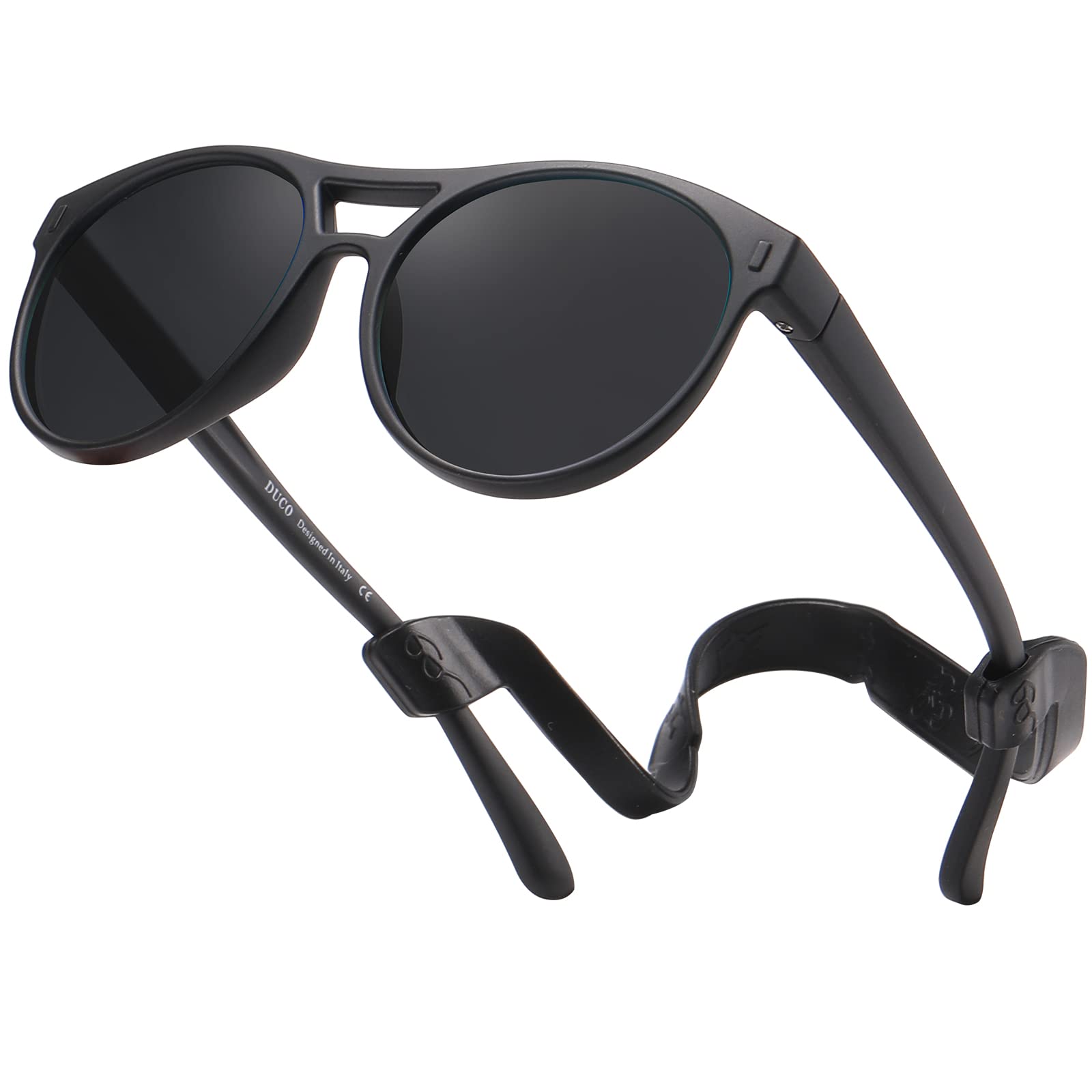 Photo 1 of DUCO Sunglasses for Kids Boys Girls UV Protection Vintage Flexible Safety Polarized Sun Glasses with Strap DK030