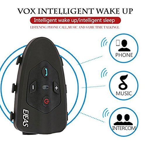 Malcam Two Riders Waterproof Windproof Wireless Full Duplex Intercom,Bluetooth 3.0 Motorcycle Bicycle Helmet Interphone Headset ,Auto answer the phone, Within 1200 meters(2 PACK)