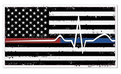 Back The Red & Blue decal - Thin Blue/Red Line flag EMS