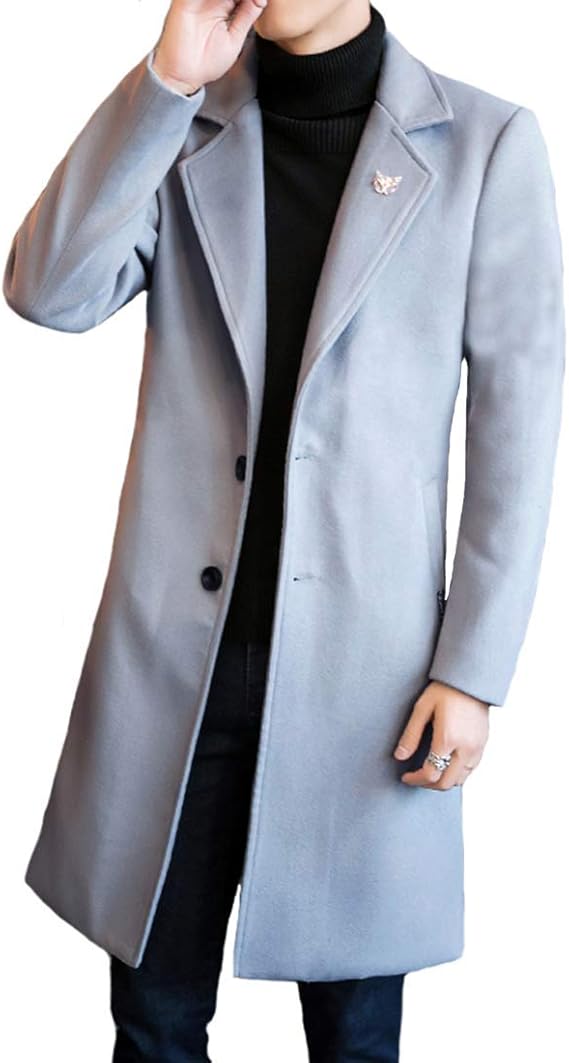 Amazon リュハイ トレンチコート メンズ ロング コート スリム 無地 シンプル ビジネス 通勤 防寒 防風 ジャケット コート ジャケット 通販