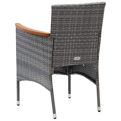 Tidyard Garten Essstühle 4 STK. Gartenstühle Gartensessel Stuhl Sessel Balkonstuhl Gartenmöbel Stühle Gartenstühle Terrasse Balkonstühle Poly Rattan Grau – Bild 6