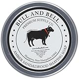 Bull and Bell Amber Sandalwood Shaving Soap - Handmade in America with All Natural Premium Quality Ingredients Including Mango Butter and Coconut Oil - 4 Ounces - Best Shave Soap for Sensitive Skin