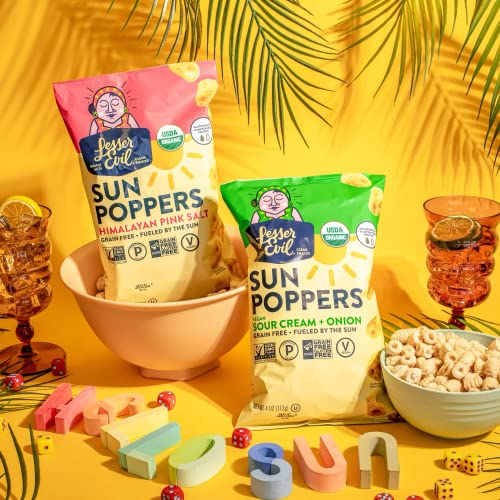 LesserEvil Sour Cream and Onion Sun Poppers, Grain Free, Vegan