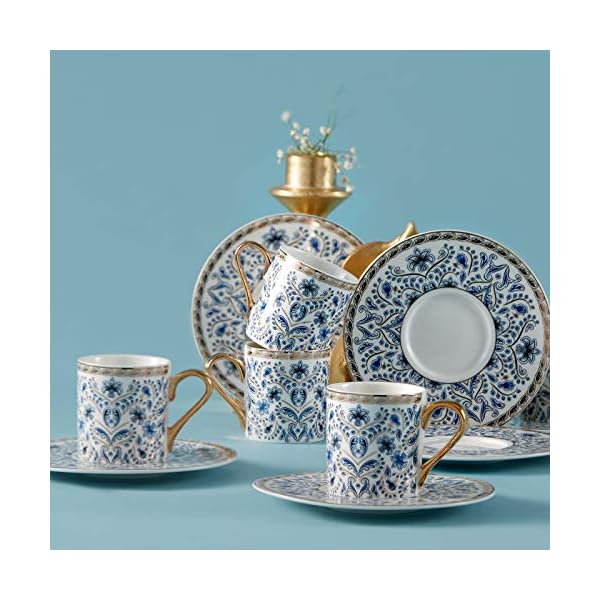Karaca Delft Blue Kaffeetassen- Set für 6 Personen-Türkisch Kaffeetassen - Traditional kaffeetassen- Espresso Set… – Bild 5