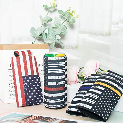 HaiMay 5 Pieces Slim Beer Can Sleeves Beer Can Cooler Covers Fit for