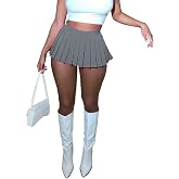 Women's Mini Pleated Skirts Sexy Club Y2k High Wiast Stretchy Tennis Skater A-line Skirt