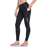 Women's Bike Pants 4D Padded Winter Cycling Pants Thermal Fleece Lined Long Bicycle Tights Compression Leggings with Pockets