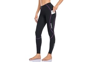 SIMCOTIC Women's Bike Pants 4D Padded Winter Cycling Pants Thermal Fleece Lined Long Bicycle Tights Compression Leggings with Pockets