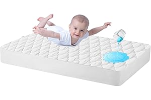Bamuho Cotton Crib Mattress Protector, Waterproof Toddler Baby Mattress Pad Cover for Standard Crib Mattress, Gourd Pattern Quilted - 52" × 28"