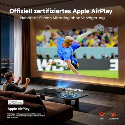 4K Smart Projector with VIDAA, Compatible with Netflix App, Dolby Audio & HDR10+, KOGATA Original AirPlay, Auto Focus, 6D Keystone, WiFi 6 & Bluetooth, Home Cinema Projector for Streaming without TV