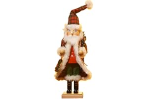 FUNPENY 14" Inch Christmas Decorations Wooden Nutcracker Figure,Scottish Tartan Wooden Nutcracker Figures,Festive Collectible Nutcracker Gift for Indoor Winter Table Desktop Fireplace Decorations