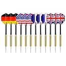 Ohuhu Tip Darts with National Flag Flights Stainless Steel Needle Tip Dart with 3 PVC Dart Rods -12 Pcs (4 Styles)