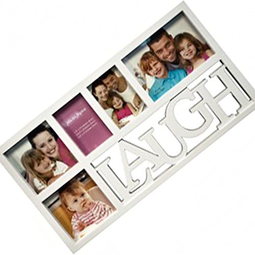 Unique White Laugh 5 in 1 DIY Personalized Family Photo Collage Picture Frame Set Funny Creative Cool Christmas Stocking Stuffer Gift Idea Under 40 Dollars for New Born Baby Mom Women Ladies Teen Girl